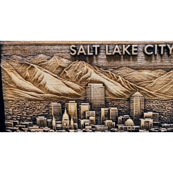 Salt Lake City Skyline - Carved 3D Relief Wood Magnet Salt Lake City Skyline - Carved 3D Relief Wood Magnet